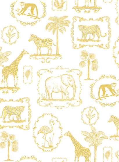Kindertapete Animal Party - Yellow