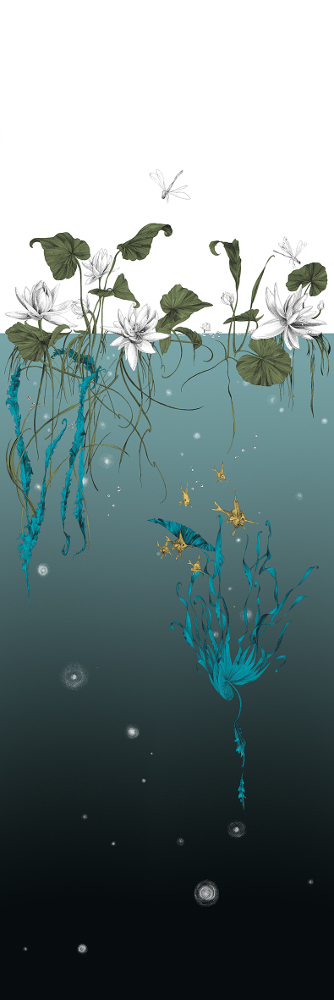 Tapete Nautilus/ Méduses/ Nénuphars - Noir - Nénuphars gauche - Noir