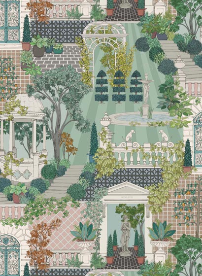 Tapete Follies - Green/ Blush/ Charcoal