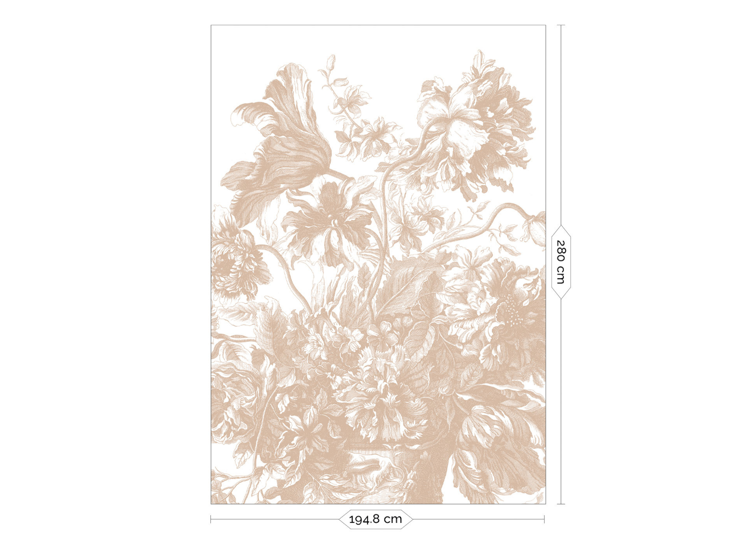Wandbild Engraved Flowers Uyterlinde - Nude 195 cm