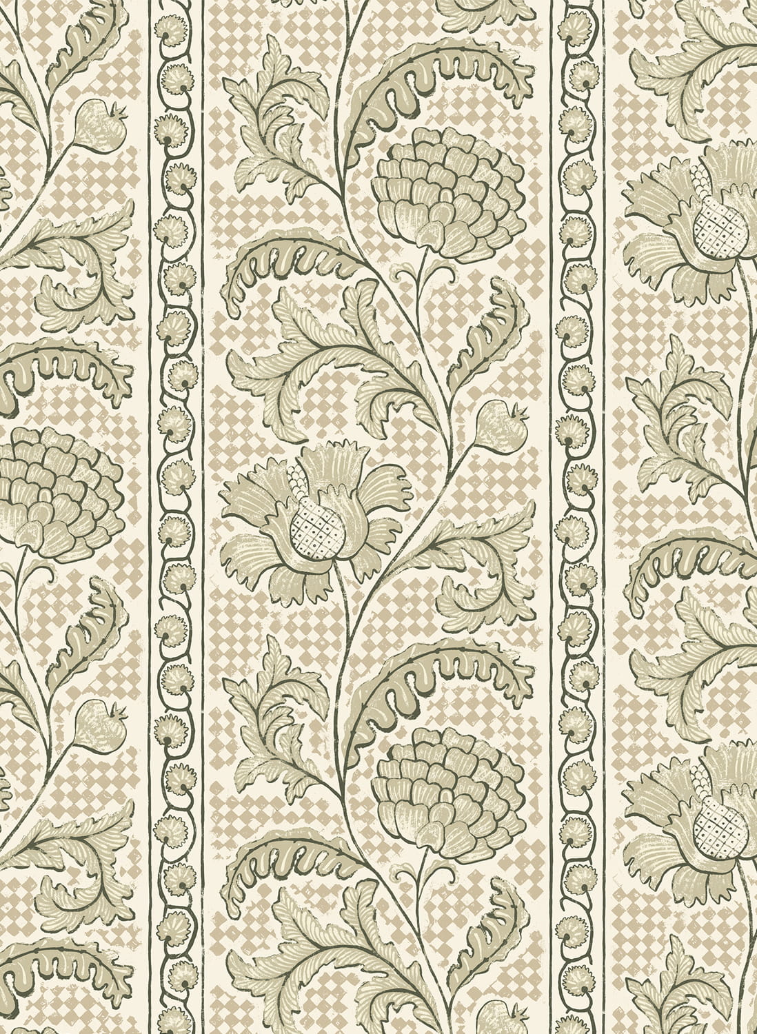 Tapete Floral Check - Maitland Green and Cotswold White