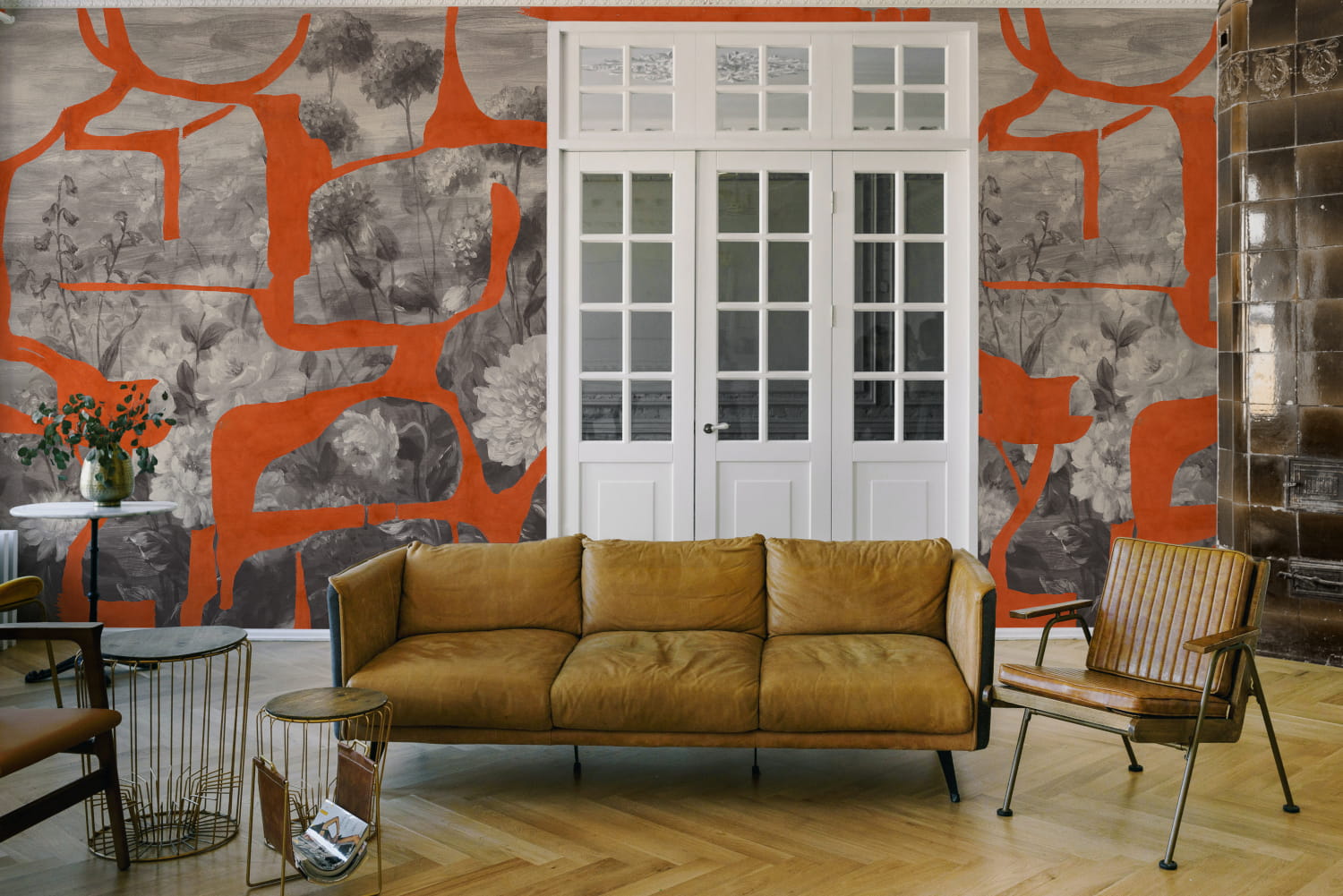 Wandbild Prehistoric Flowers - Orange