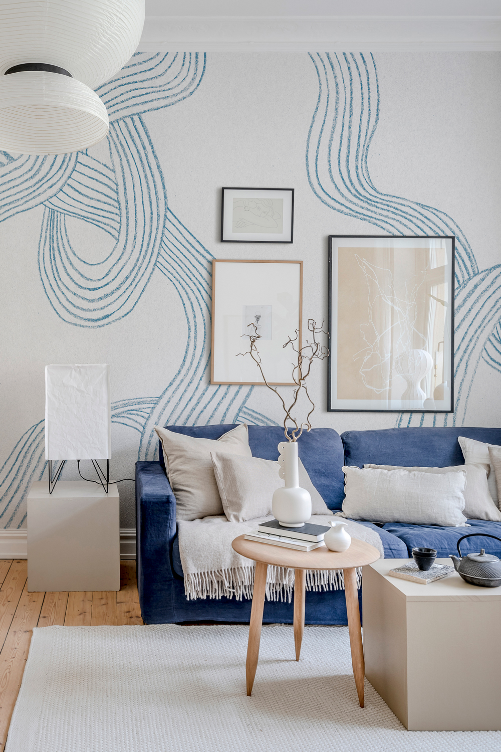 Wandbild Stripes - Light Blue