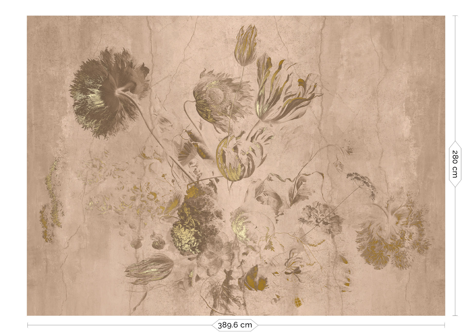 Wandbild Fresco Flowers Uyterlinde - Nude 390 cm