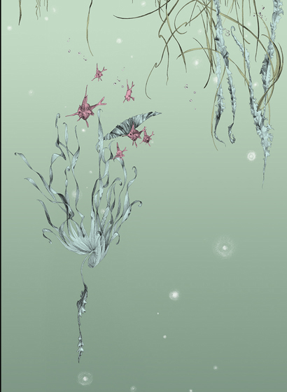 Tapete Nautilus/ Méduses/ Nénuphars - Nénuphars droit - Aqua