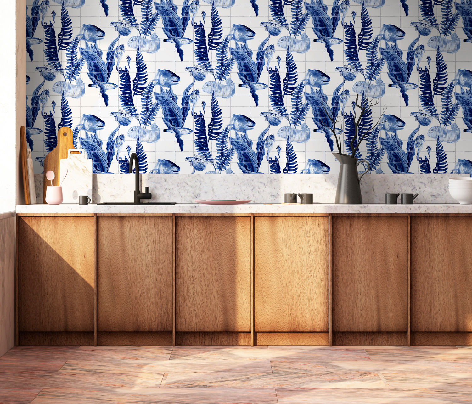 Tapete Bank of Fish - Tiles