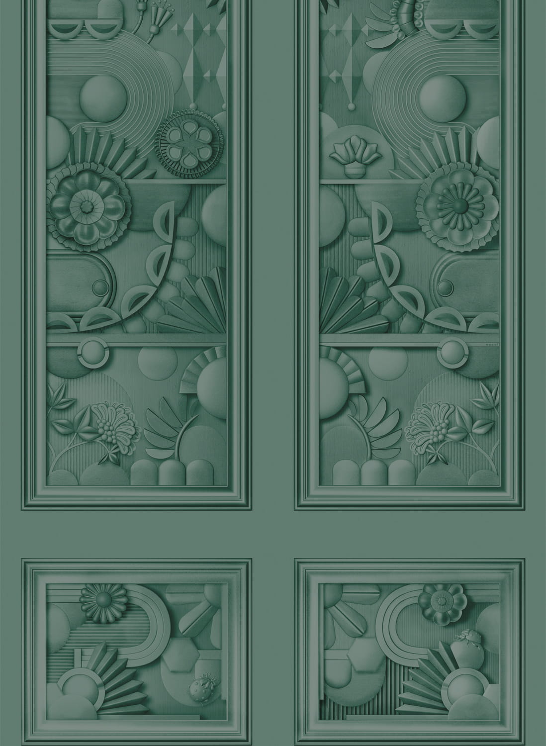 Wandbild Greenhouse Gathering Window - Forest Green