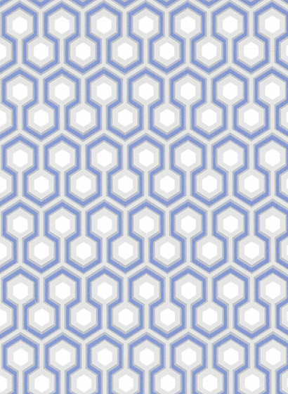 Tapete Hicks Hexagon - Hyacinth Blue & White on Cool Parchment