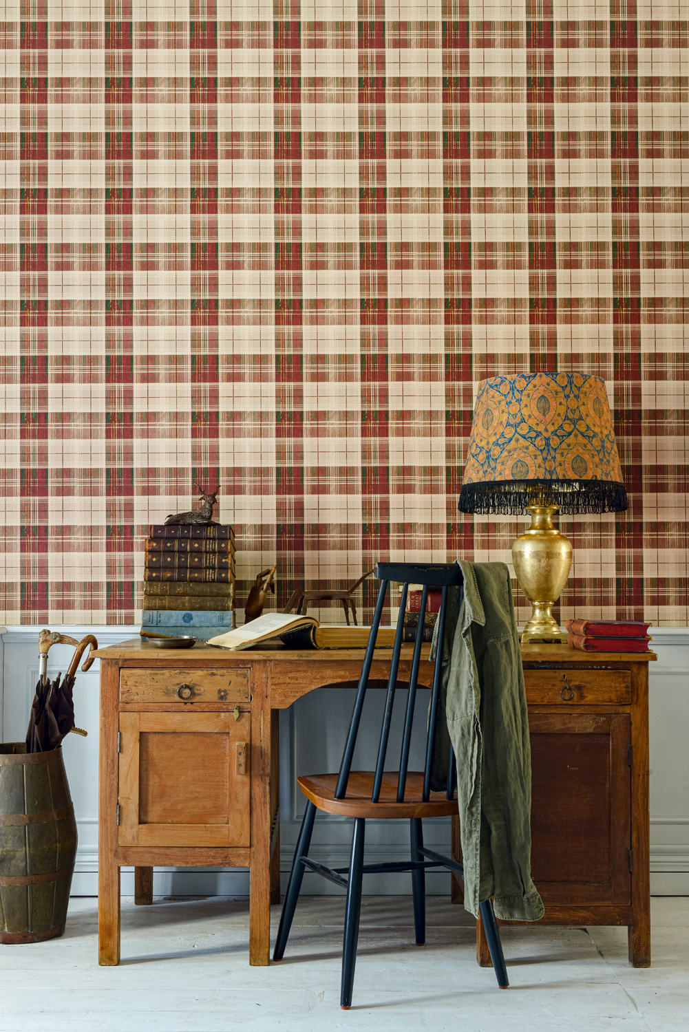 Tapete Countryside Plaid - Leather/ Green/ Yellow