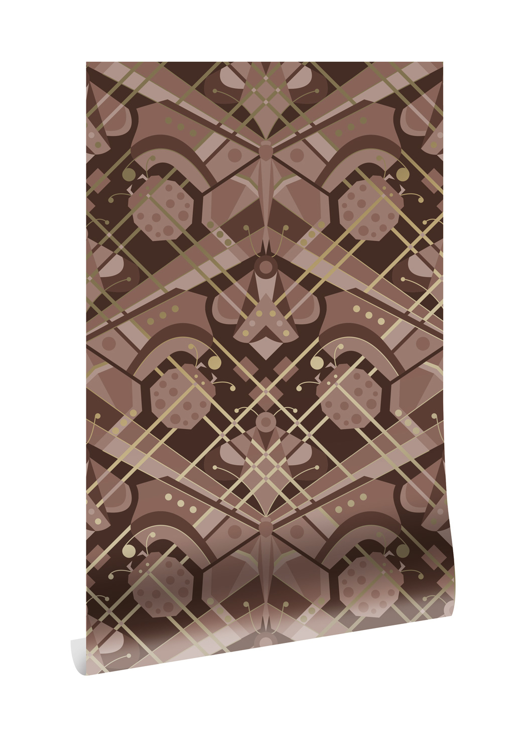 Tapete Art Deco Animaux Butterfly Gold - Taupe