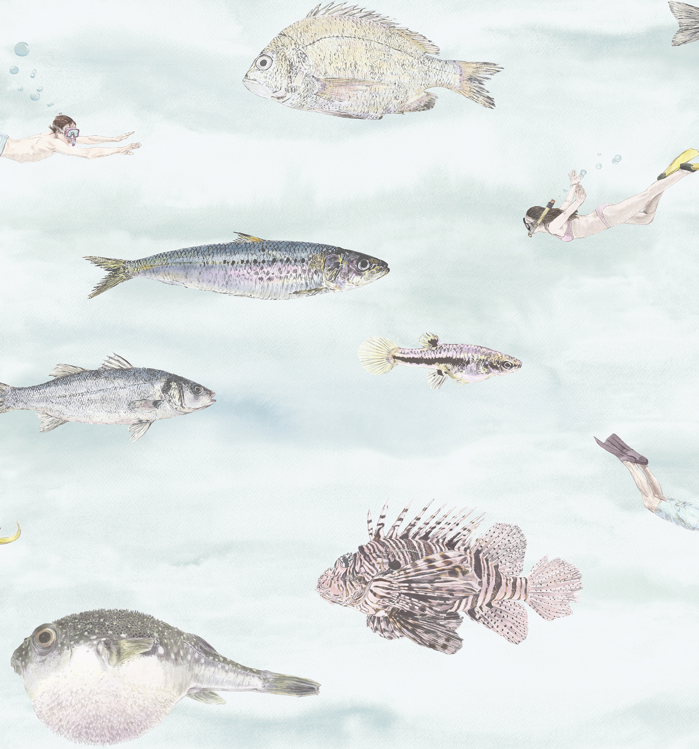Tapete Classic Fish - Blue/ Green