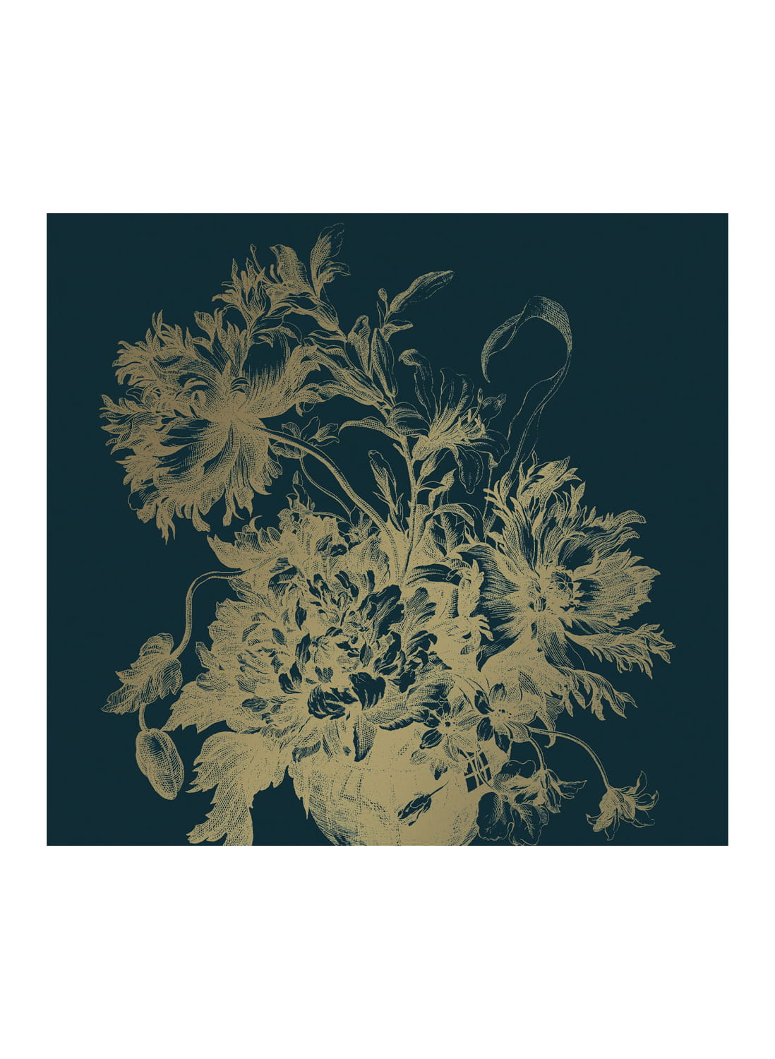 Wandbild Engraved Flowers Gold 8 - L