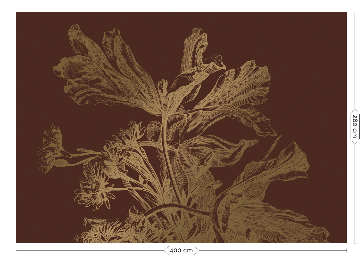 Wandbild Engraved Flowers Gold 5 - XL