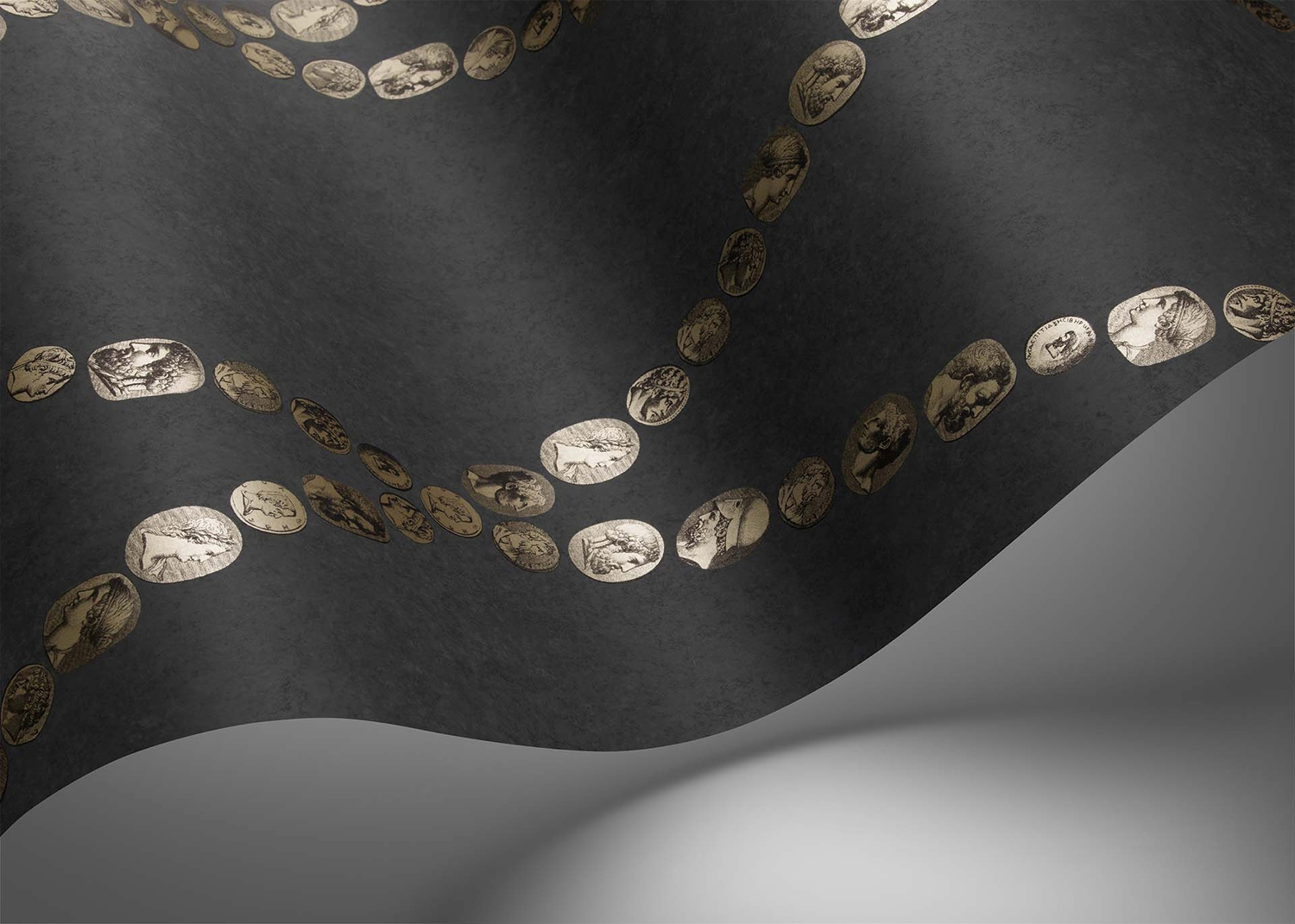 Tapete Cammei - Gold on Charcoal