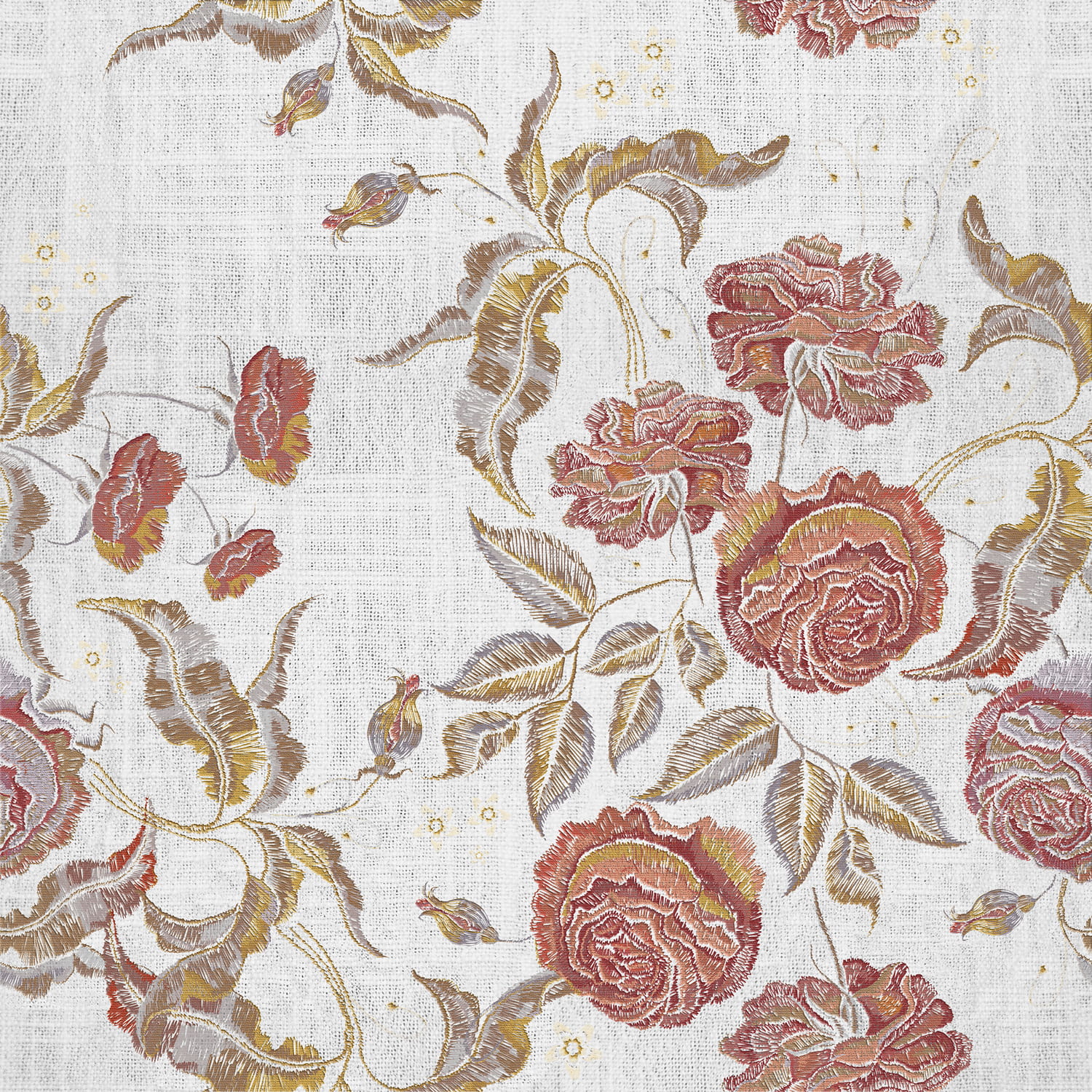 Wandbild Embroidery Flora - White