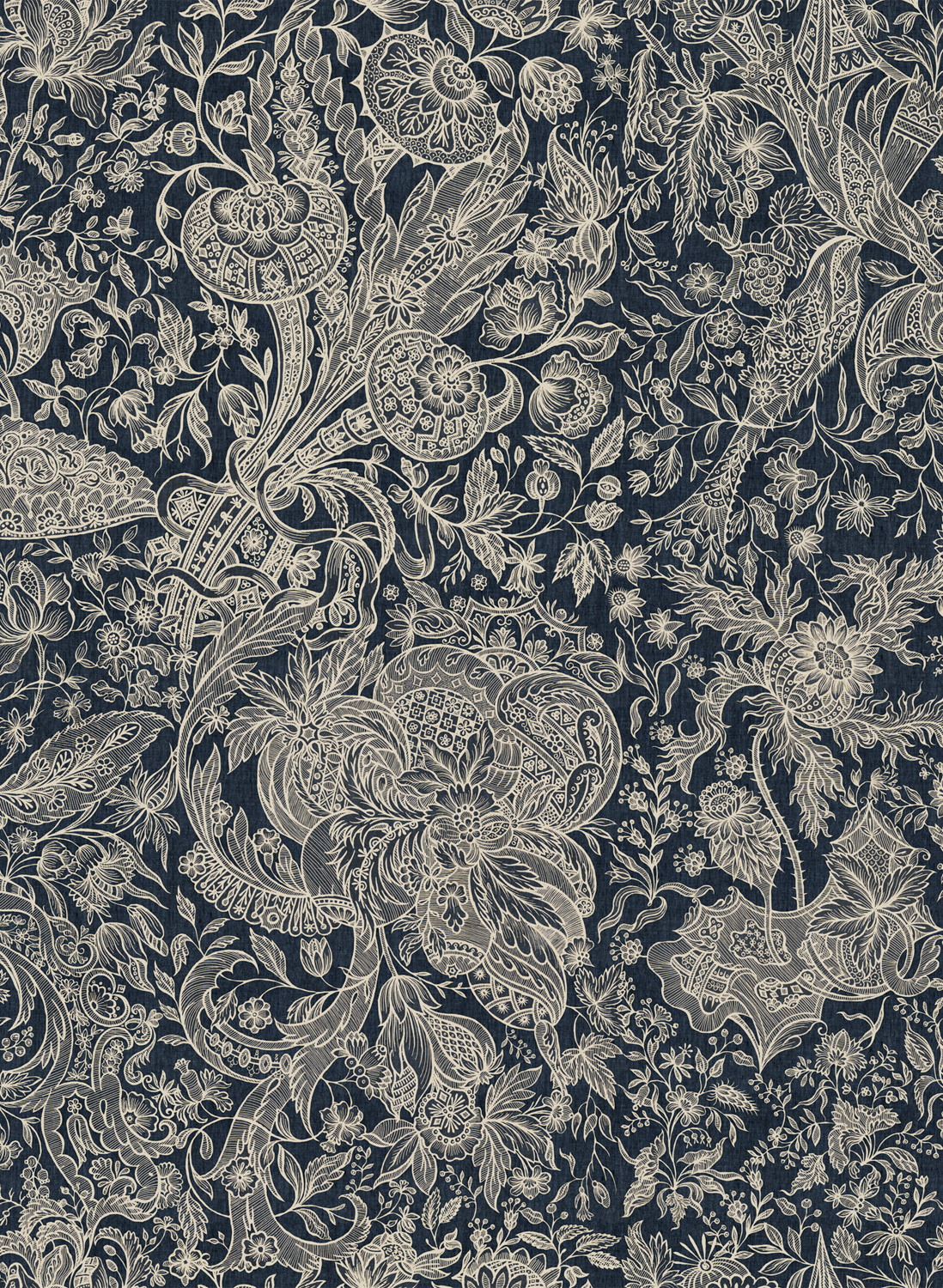 Tapete Sarkozi Embroidery - Indigo/ Beige