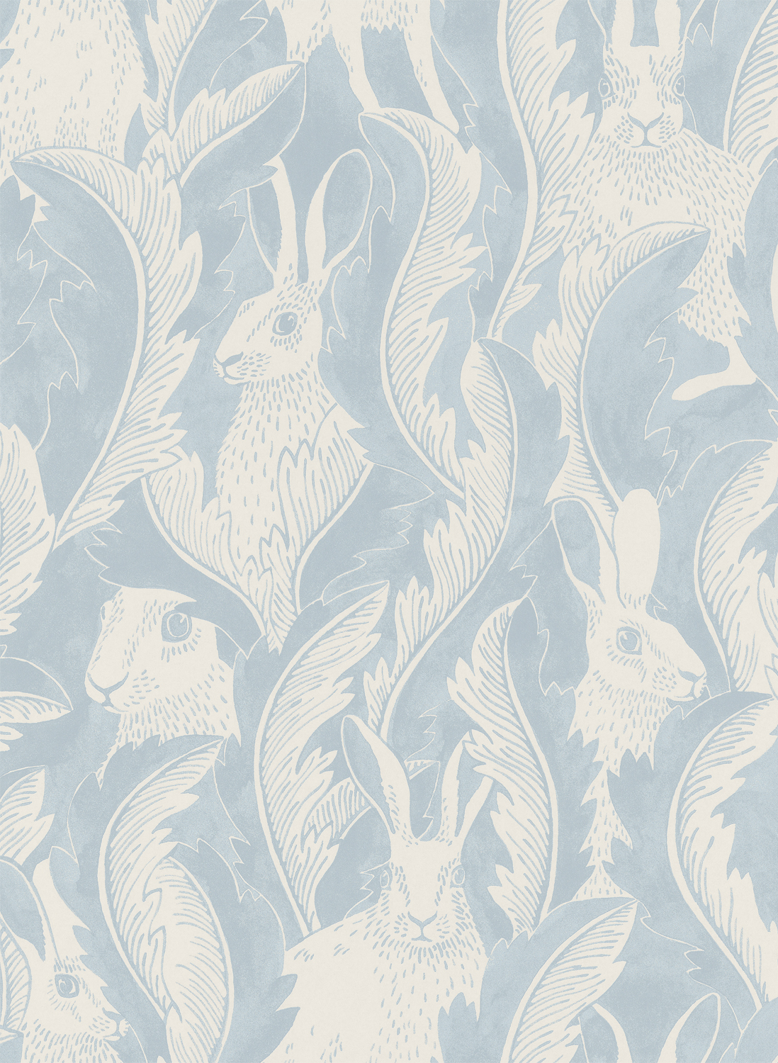 Tapete Hares in Hiding - Smokey blue