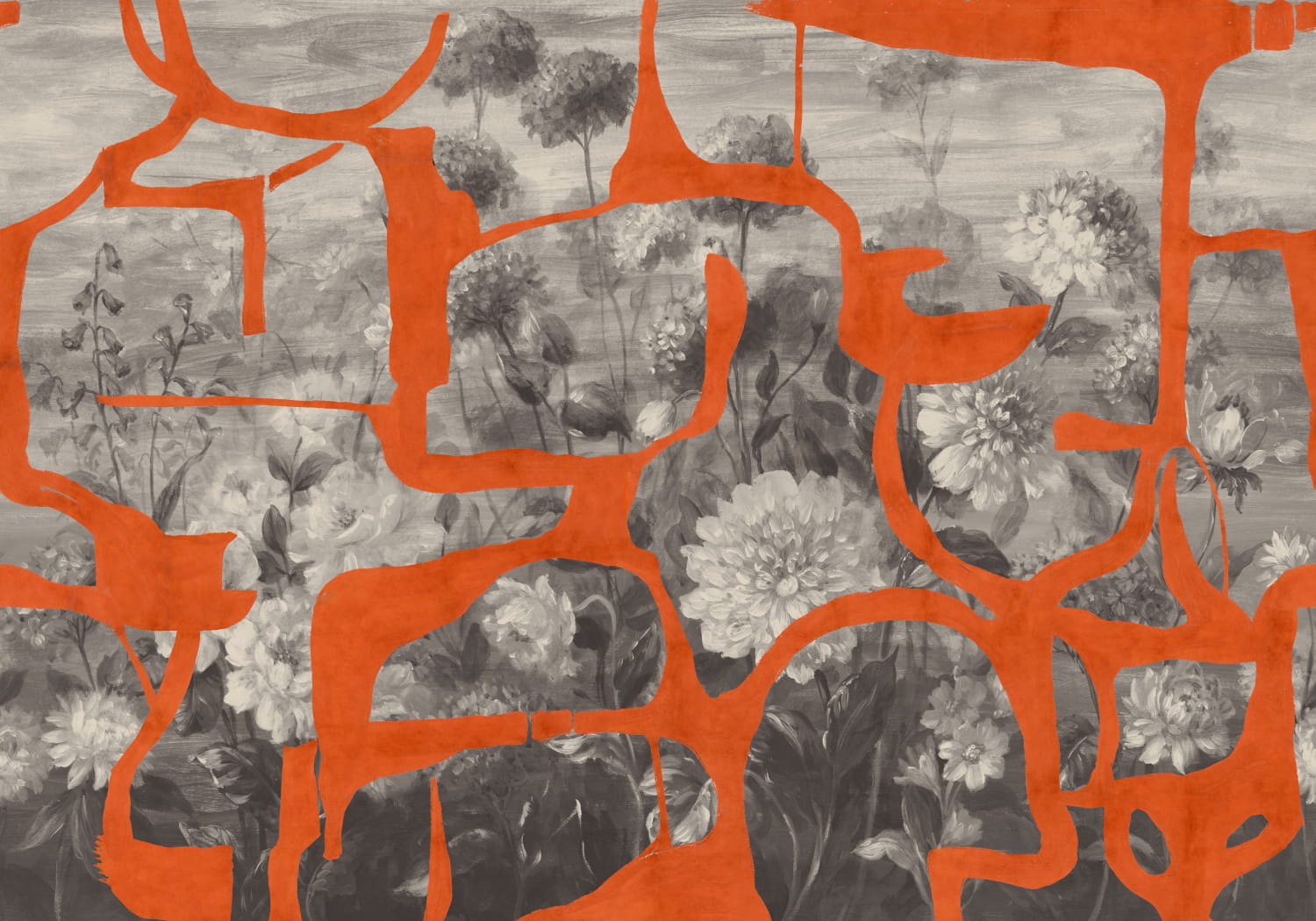 Wandbild Prehistoric Flowers - Orange