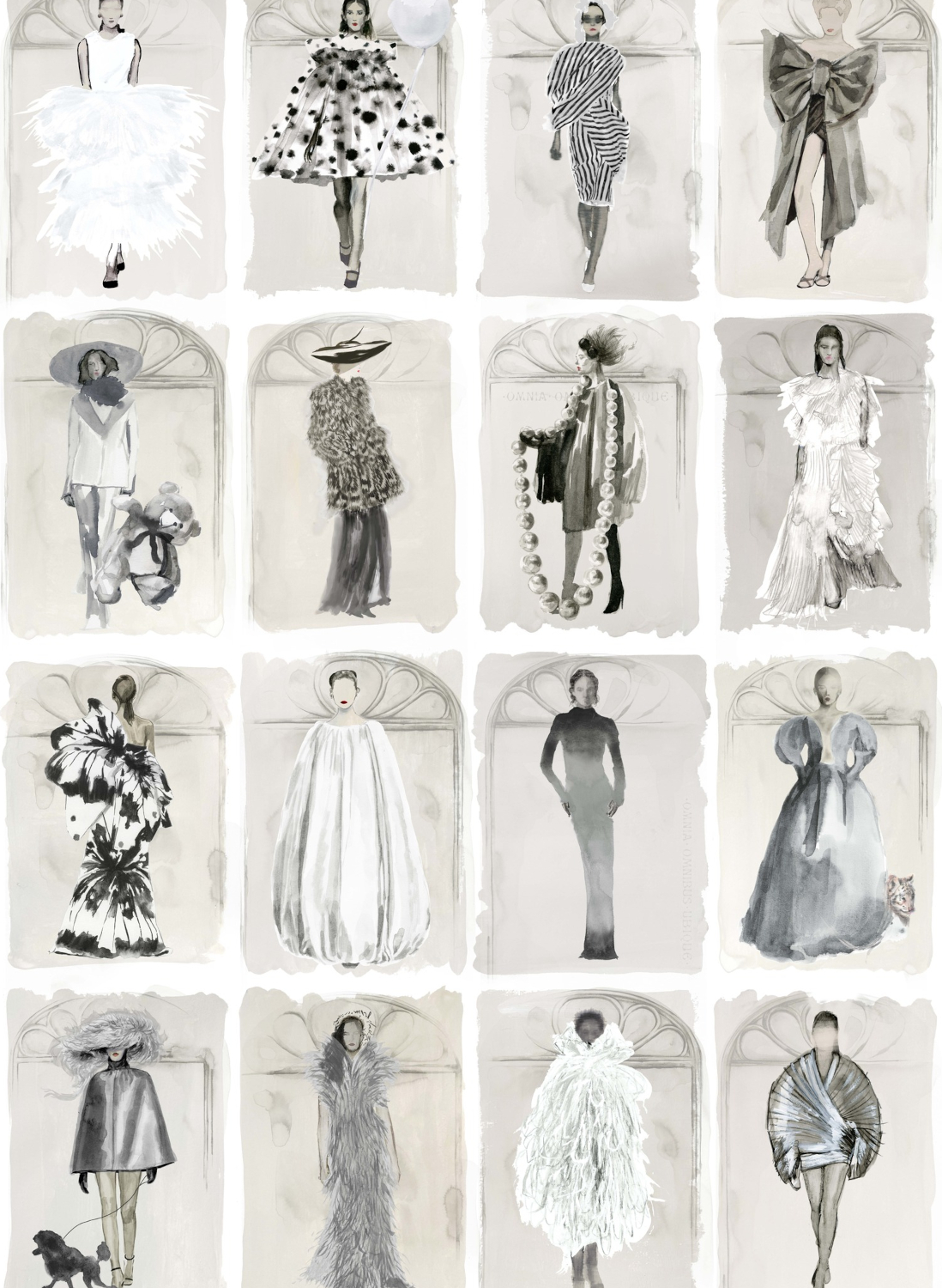 Tapete Couture Carousel with Windows - Monochrome Pearl