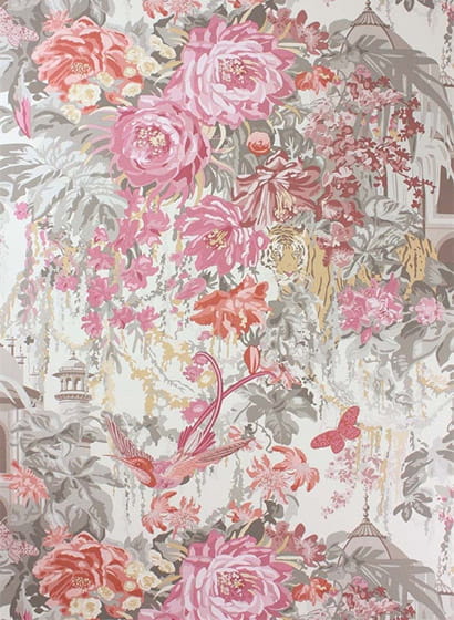 Tapete Mughal Garden - Old Rose/ Grey