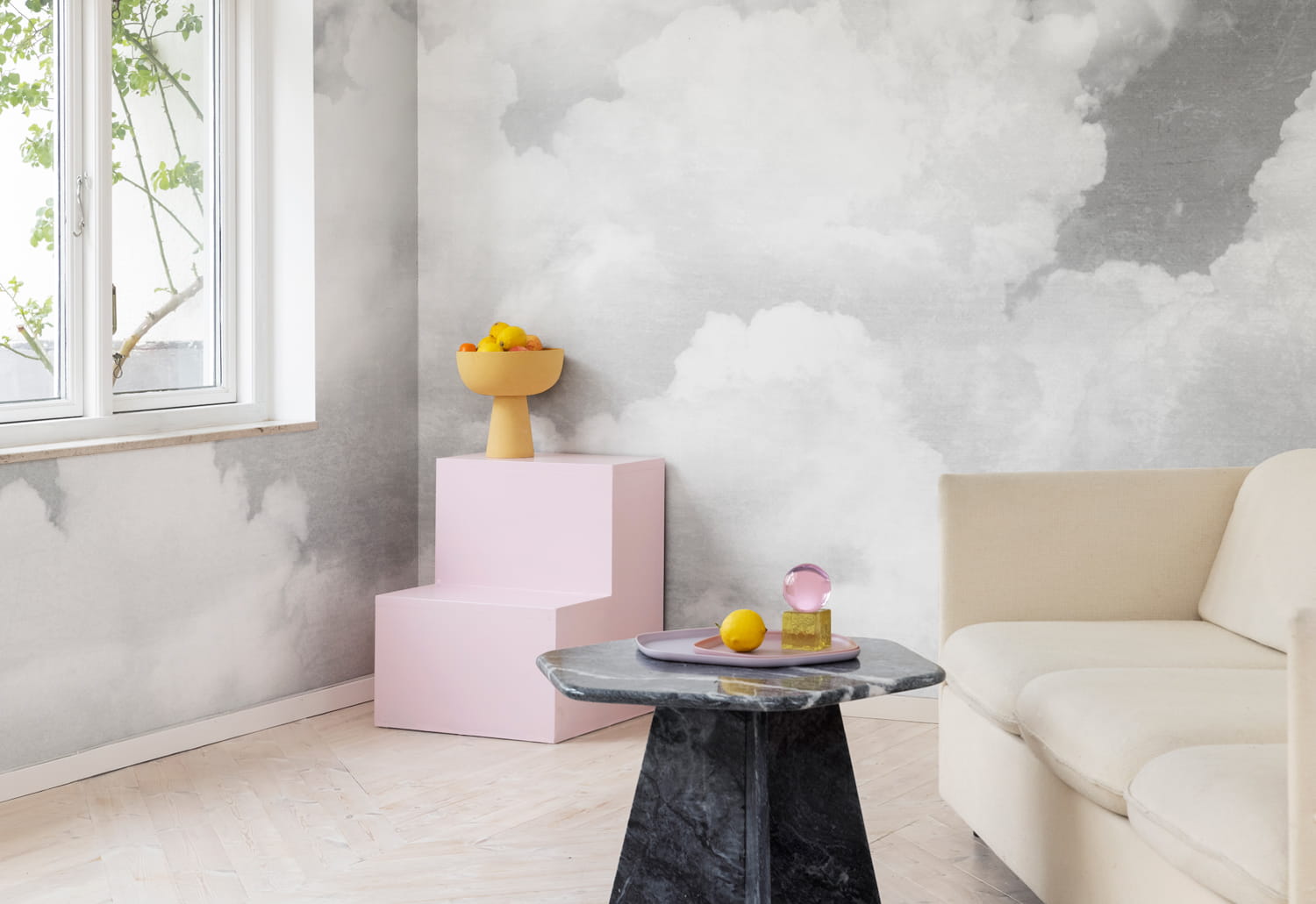 Wandbild Cuddle Clouds - Graphite