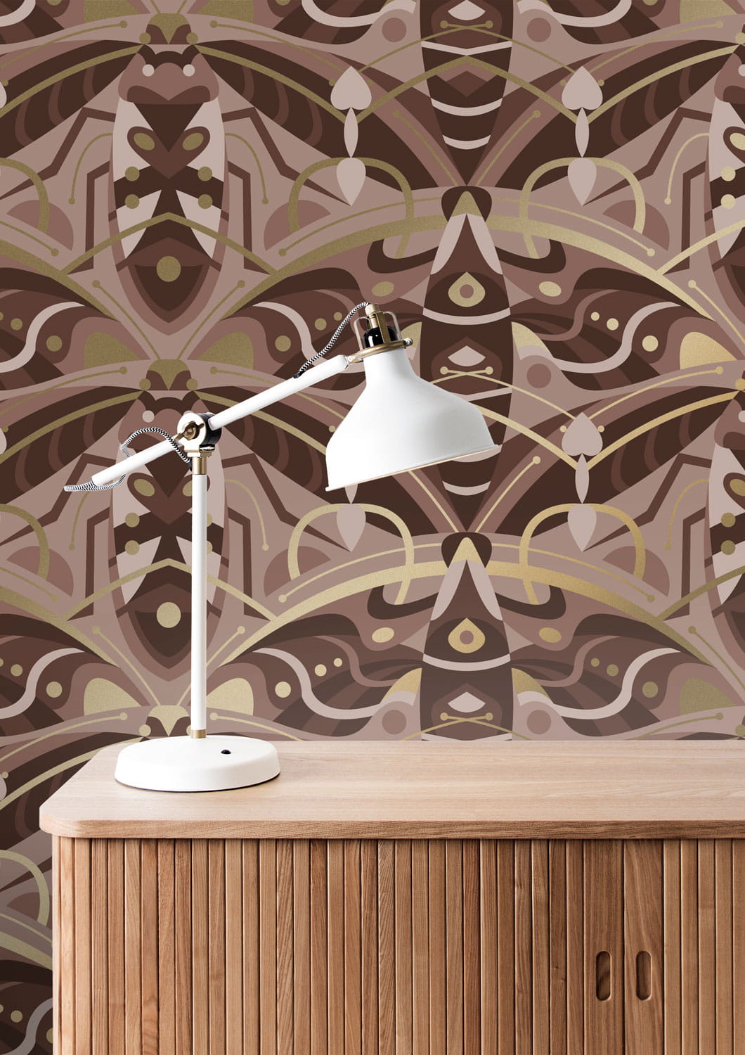 Tapete Art Deco Animaux Beetle Gold - Taupe