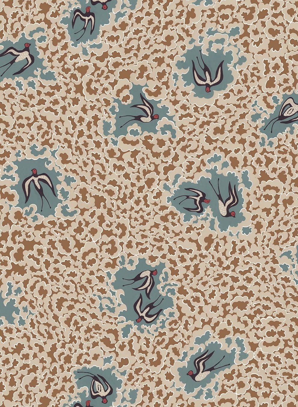 Tapete Bea's Swallows - Alma and Osney Blue