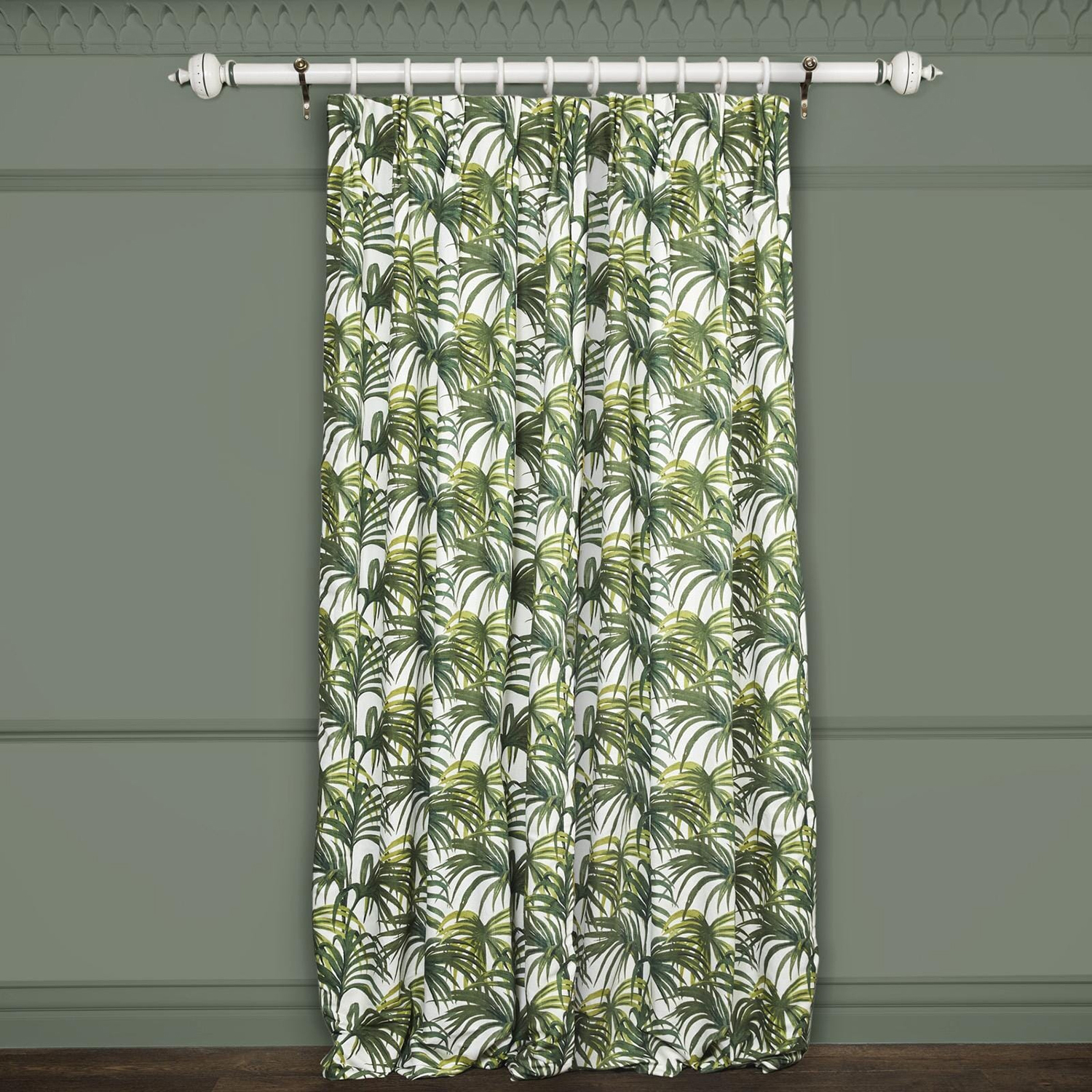Stoff Palmeral - Cotton Linen - Off White and Green