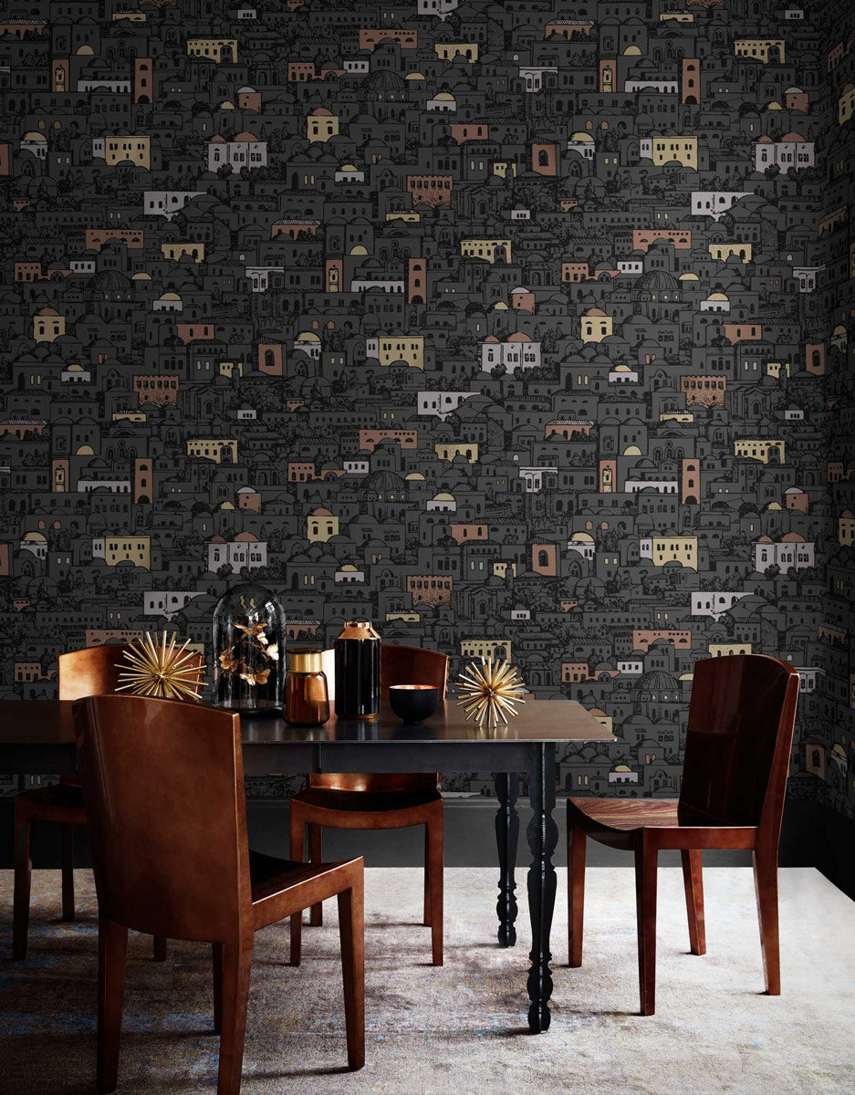 Tapete Mediterranea - Charcoal/ Metallic