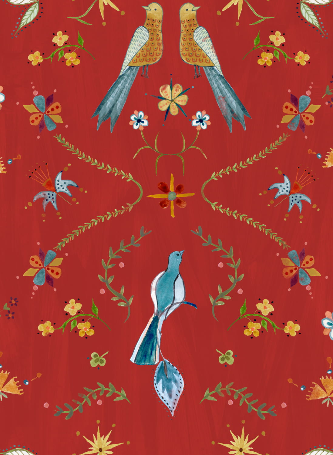 Tapete Metaphoric Birds - Red