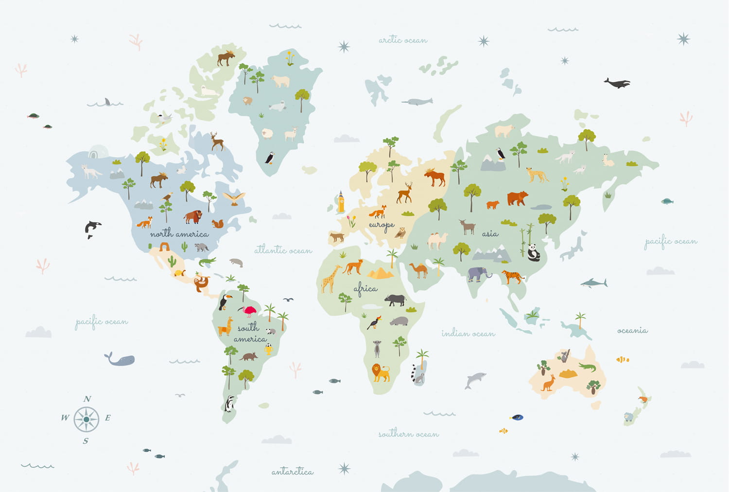 Wandbild Animal Map - Prisma