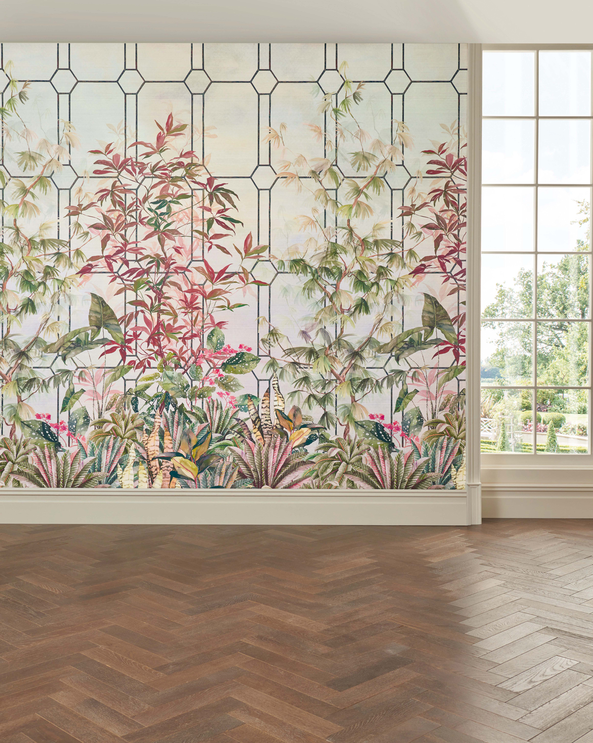 Wandbild Katsura - Olive/ Coral/ Charcoal