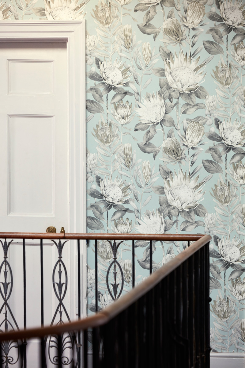 Tapete King Protea - Aqua/ Linen