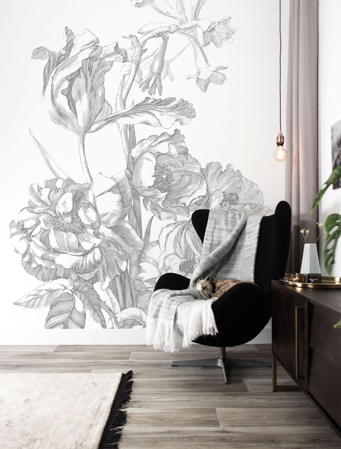 Wandbild Engraved Flowers 4 - M