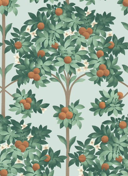 Tapete Orange Blossom - Burnt Orange/ Mint on Seafoam