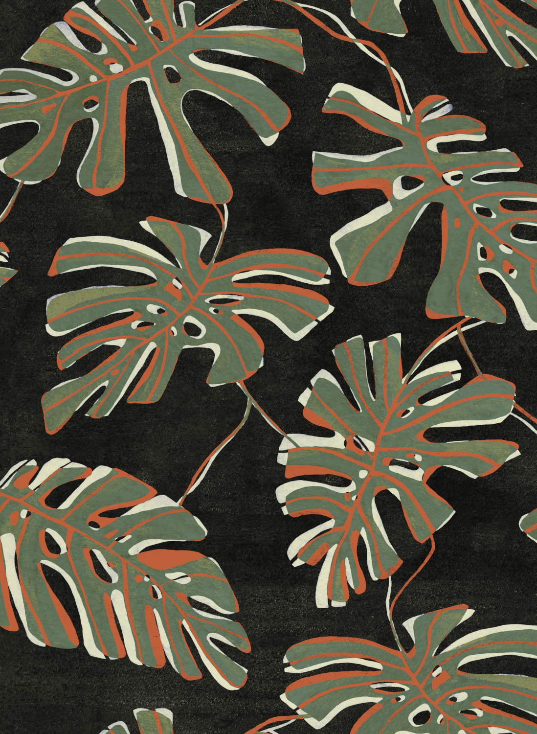 Papier peint Monstera - Ébano