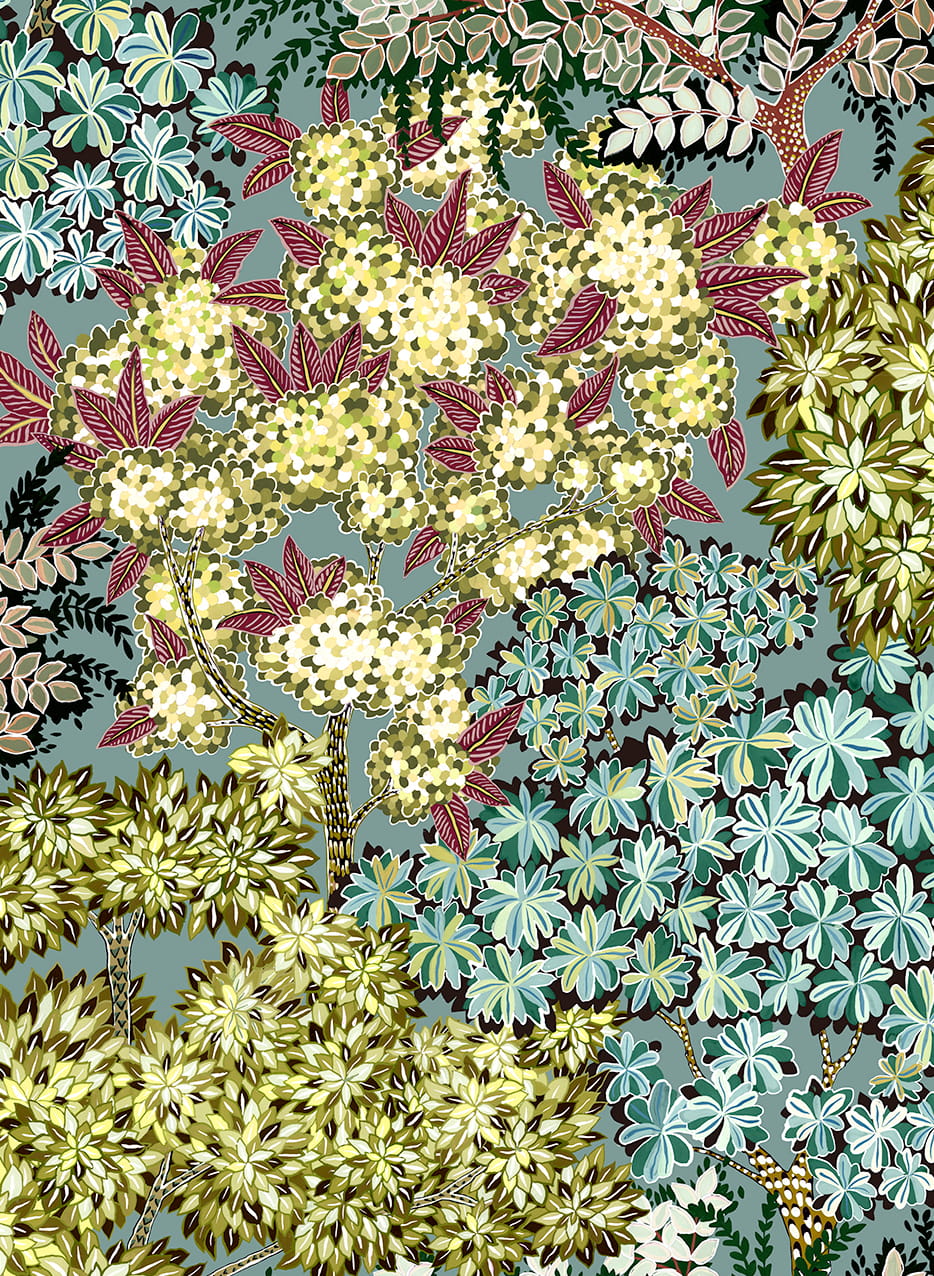 Tapete Broccoli Canopy - Celadon/ Olive/ Deep Red