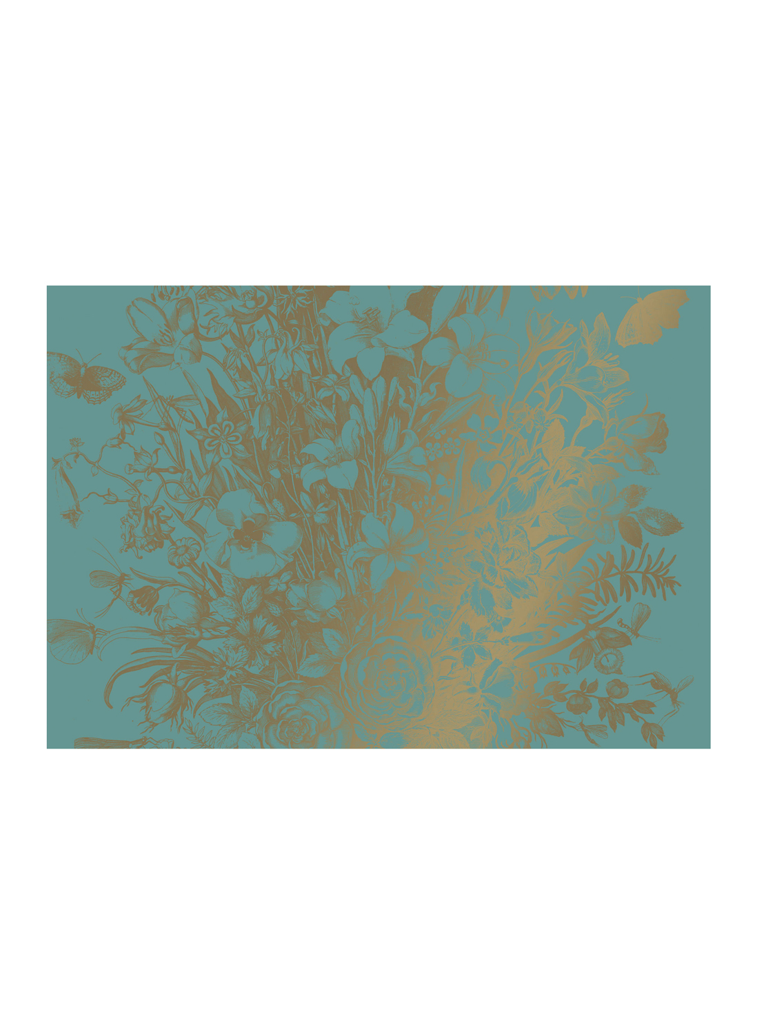 Wandbild Engraved Flowers Gold 9 - XL
