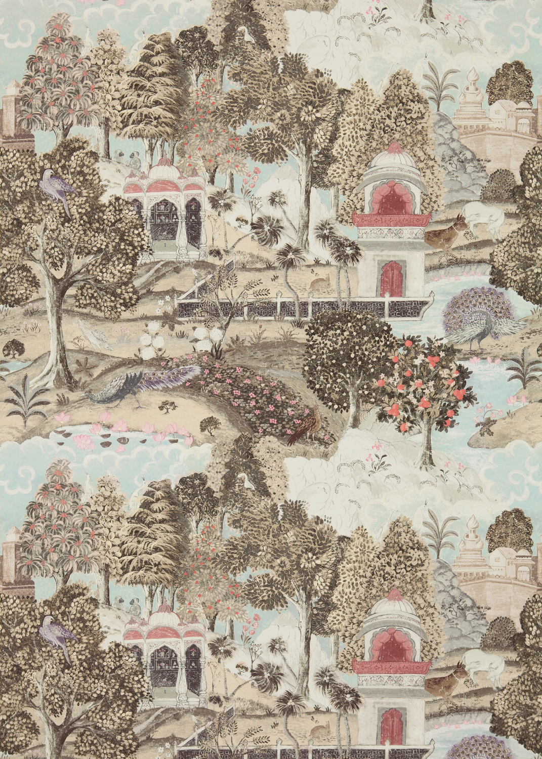 Tapete Peacock Garden - Linen/ Silver