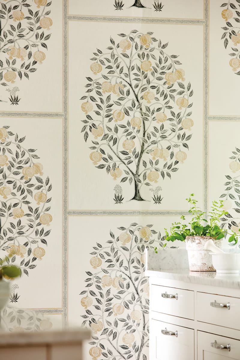 Tapete Anaar Tree - Charcoal/ Gold