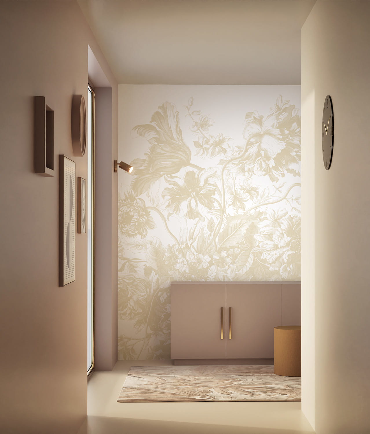 Wandbild Engraved Flowers Uyterlinde - Beige 292 cm