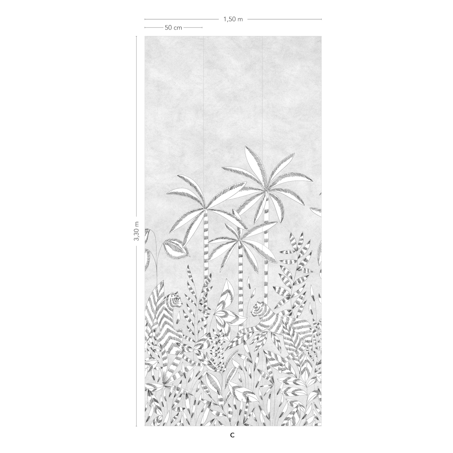 Wandbild Paradis Des Tigres Grisaille - Bahnen 7/8/9