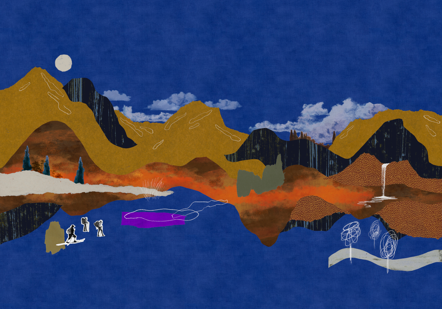 Wandbild Landscape Collage - Blue