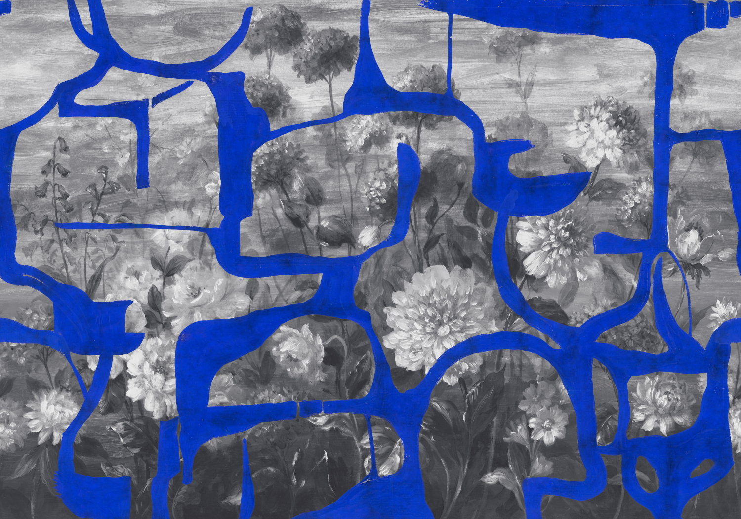 Wandbild Prehistoric Flowers - Blue