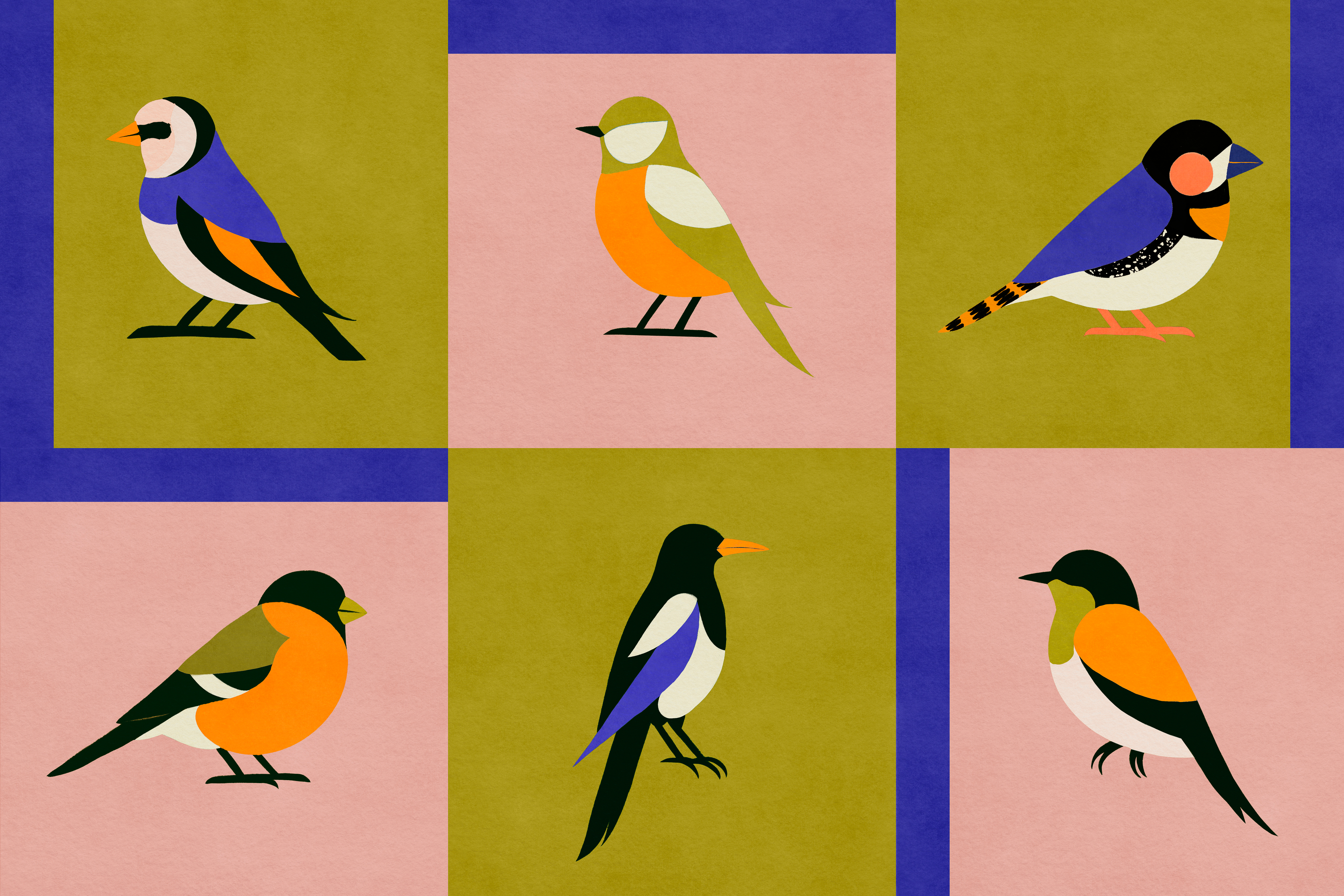 Tapete Like a Bird - Cobalt