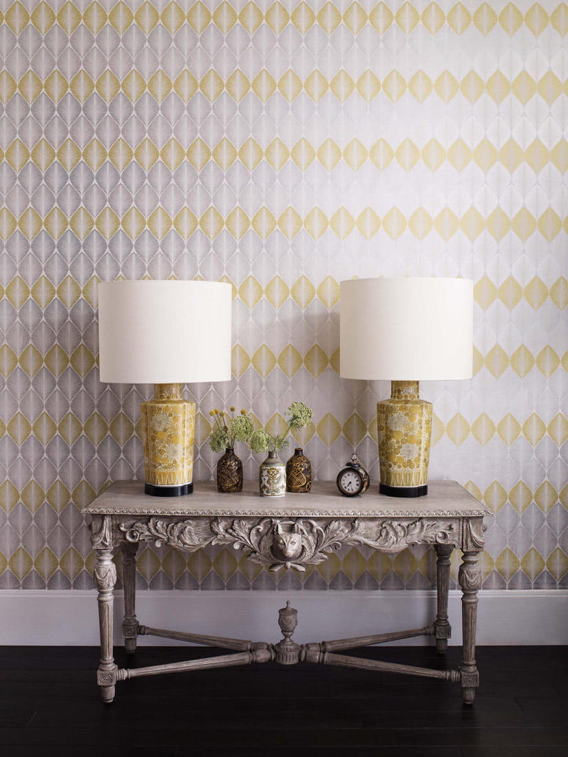 Wallpaper Leaf Fall - Metallic Silver/ Gilver/ Primrose
