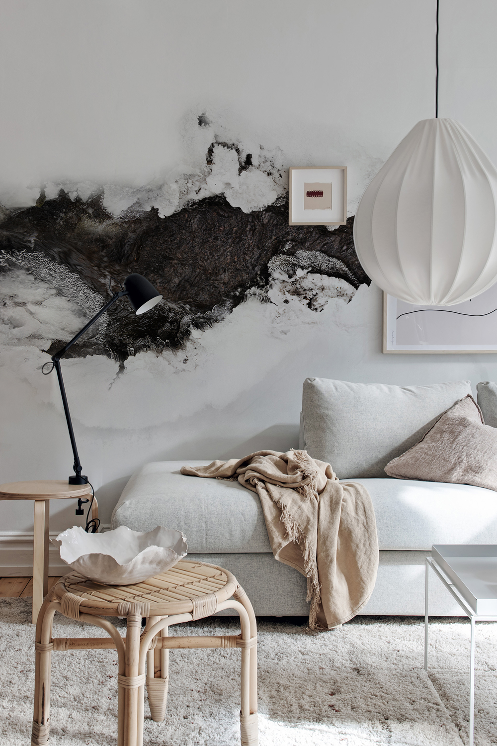 Wandbild River - Graphite