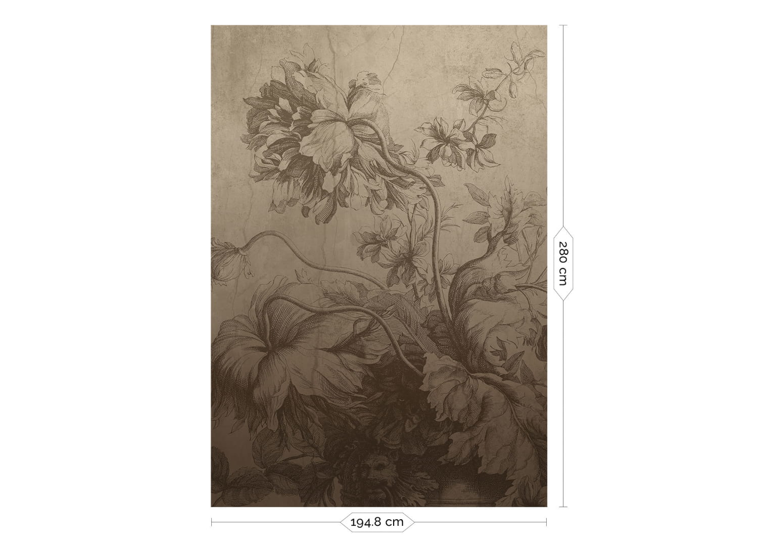 Wandbild Gradient Flowers Uyterlinde - Beige 195 cm