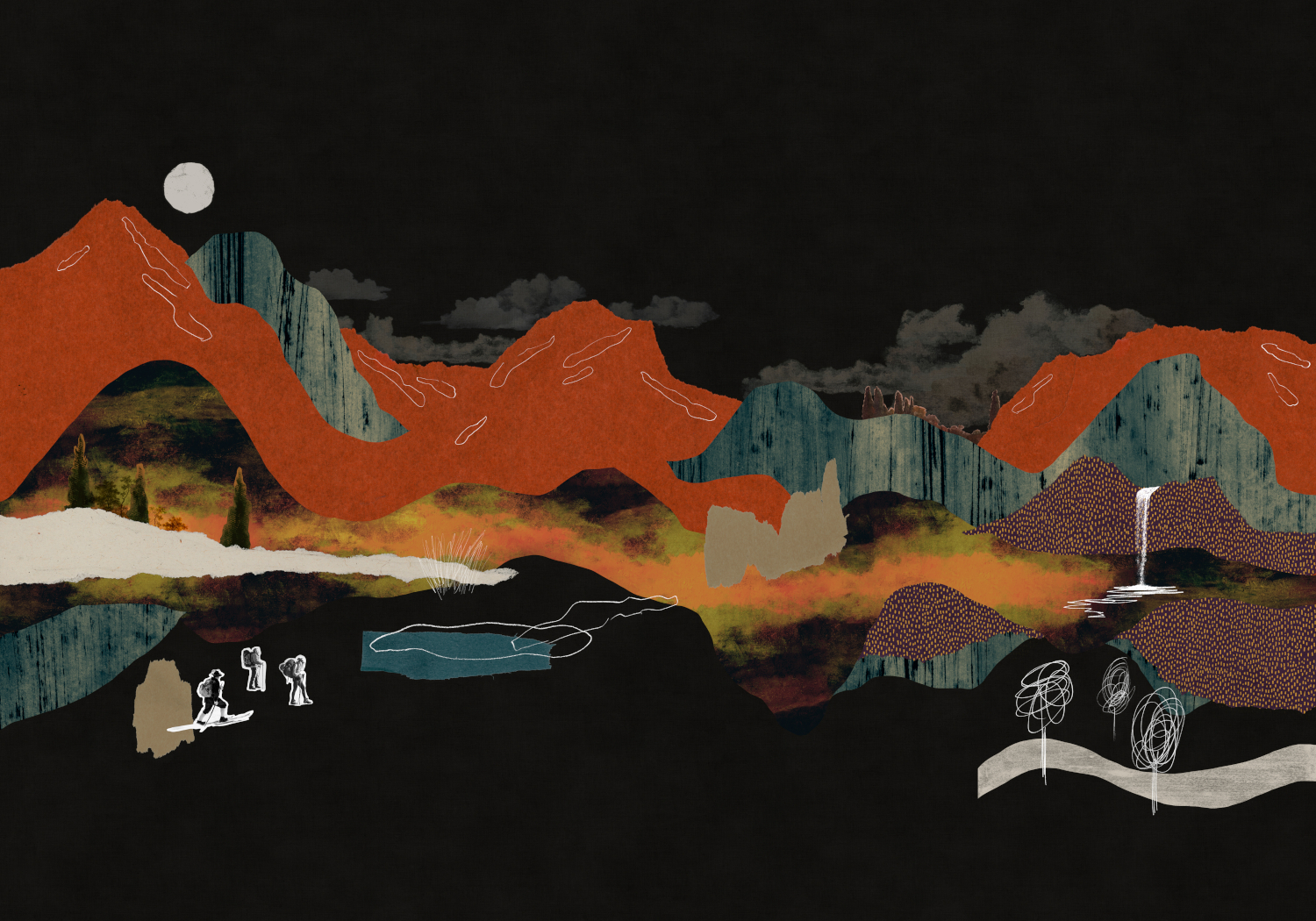 Wandbild Landscape Collage - Black