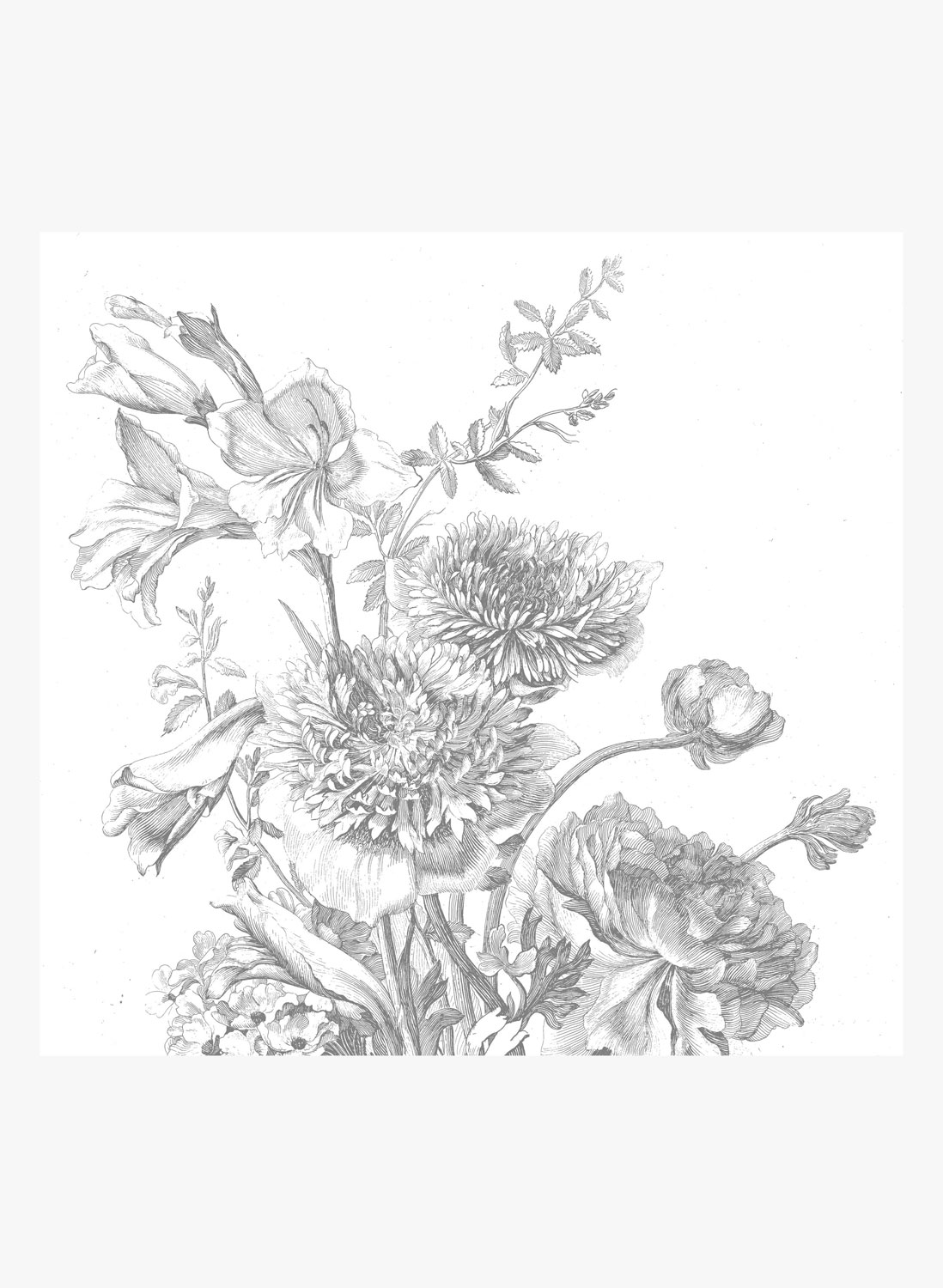 Wandbild Engraved Flowers 2 - L